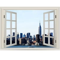 Менхетен Прозорец Ѕид Налепница - Њујорк Хоризонтот Ѕид Налепница Печатење-NWT