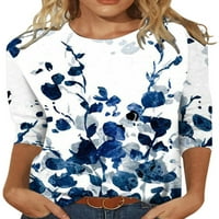 Lumento есен маица за жени обичен екипаж врат цветна печатена тунична блуза дневна облека