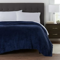 Главни класични индиго сино цврсто полиестерско кадифен кревет ќебе, близнак