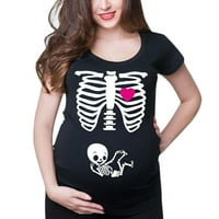 Весрасија Жени Породилно Скелет Со Кратки Ракави Врвови За Печатење Маица Бремена Секојдневна Облека
