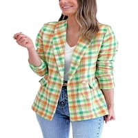 Paille Women Lapel Slim Fit Outwear Casual Travel Cardigan јакна од размавта за џебови декор деловни јакни блејзери жолто зелено