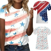 Sksloeg Женска Блуза Патриотски Кошули За Жени Американско Знаме Кошула Графички Мета Сад Ѕвезда Ленти Блузи, Бела XL
