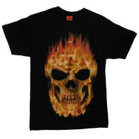 Машка црна пламен череп маица за Ноќта на вештерките