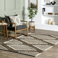 Нулум Манда геометриска мешавина од памук раб, килим, 8 '10', природно