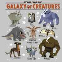Војна на Starвездите на Јуниор: Galaxy of Creatures Creature Pocter Graphic Tee Athticer Heather голем