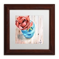 Роуз во тегла платно уметност од ennенифер Редстрикеј бел мат, дрвена рамка