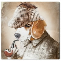 Авенија на пистата животни wallидни уметности платно ги отпечати кучињата и кутрињата на детективот Бигл “ - кафеава, кафеава