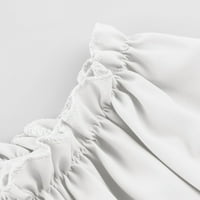 Женски Врвови Обична Блуза Со Долги Ракави Цврсти Женски Модни Блузи За Вратот На Екипажот Бели XL