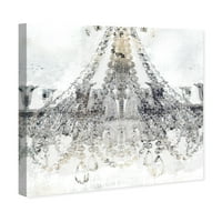 Пистата авенија мода и глам wallидна уметност платно печати „лустери на бело злато дијаманти“ - сиво, бело