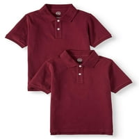 Чудо на нација момчиња Училишна униформа кратки ракави Пике поло маици, пакет со вредност, големини 4- & хаски
