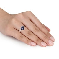 Miabella Women 2- Carat T.G.W. Принцеза, создаден сино сафир, сребрена геометриска прстен за завиткување
