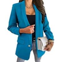 Outfmvch Blazer јакни за жени обична мала тежина тенка јакна тенок блејзер канцеларија бизнис јакна женски врвови небо сина