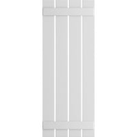 Ekena Millwork 23 W 62 H TRUE FIT PVC Четири табли распоредени од табла-n-batten ролетни, бели