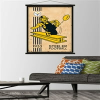 Питсбург Стилерс-Ретро Логото Ѕид Постер Со Магнетна Рамка, 22.375 34