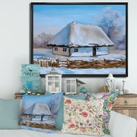 DesignArt 'Традиционална куќа покриена со снег во зима I' Традиционална врамена платно wallидна уметност печатење