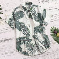 Мода Машки Секојдневен Копче Печати Хаваи Печати Плажа Краток Ракав Врвот Блуза